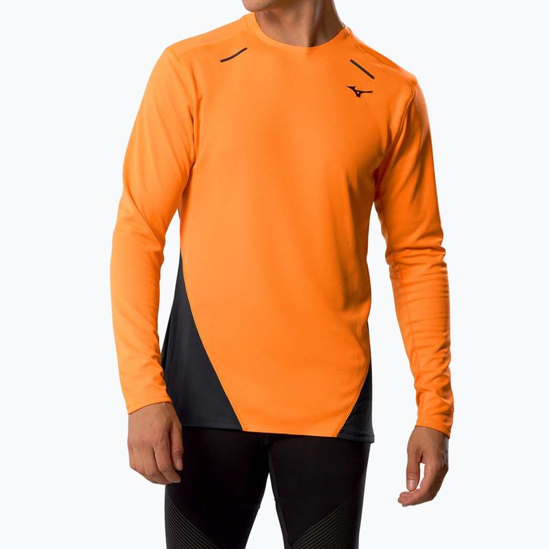 Férfi hosszú ujjú futópóló Mizuno Tech Thermal Charge tangelo