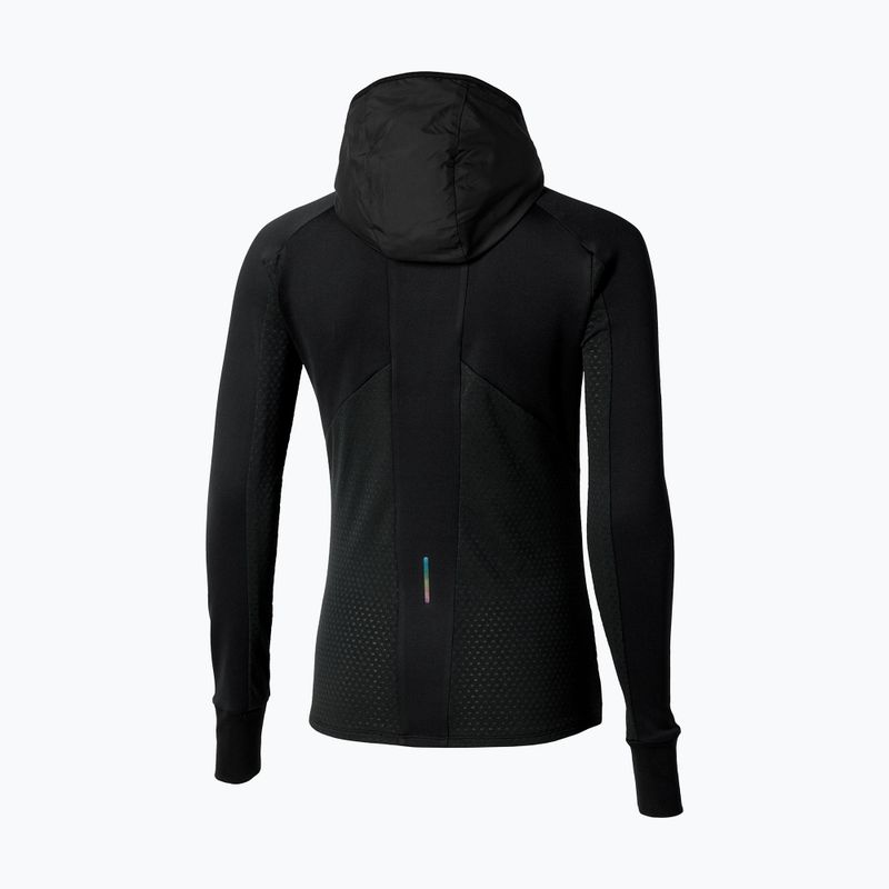Női futó dzseki Mizuno Active Warm Hybrid Full Zip kapucnis dzseki fekete 2