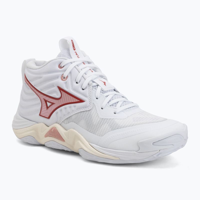 Női röplabdacipő Mizuno Wave Momentum Elite Mid White/Rose Elegance/Lava Falls