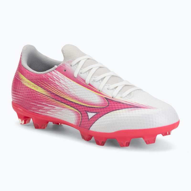 Gyerek focicipő Mizuno Alfa III Select Jr FG white/fuchsia purple