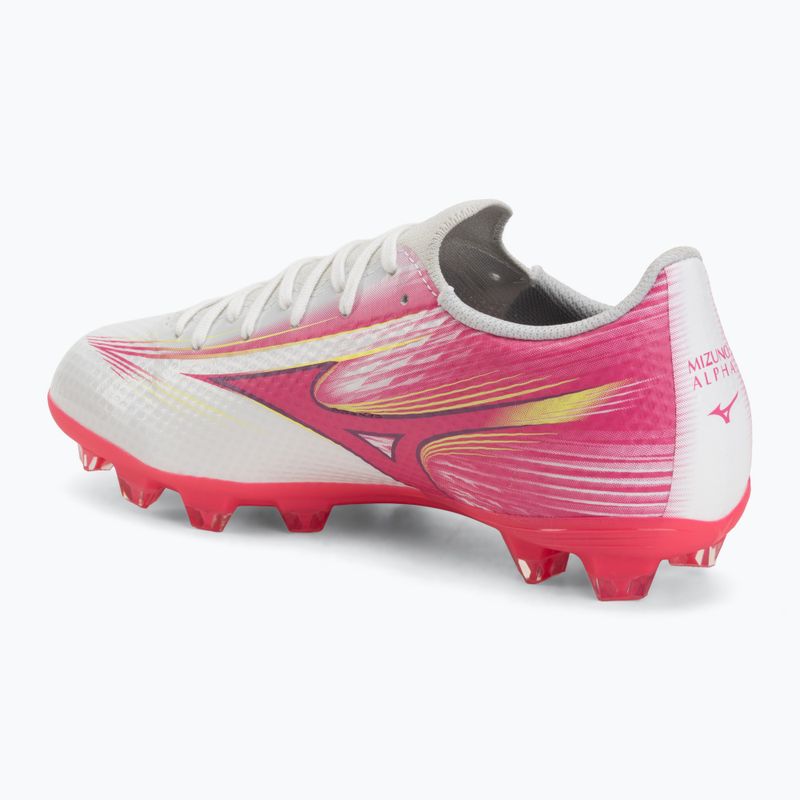 Gyerek focicipő Mizuno Alfa III Select Jr FG white/fuchsia purple 3