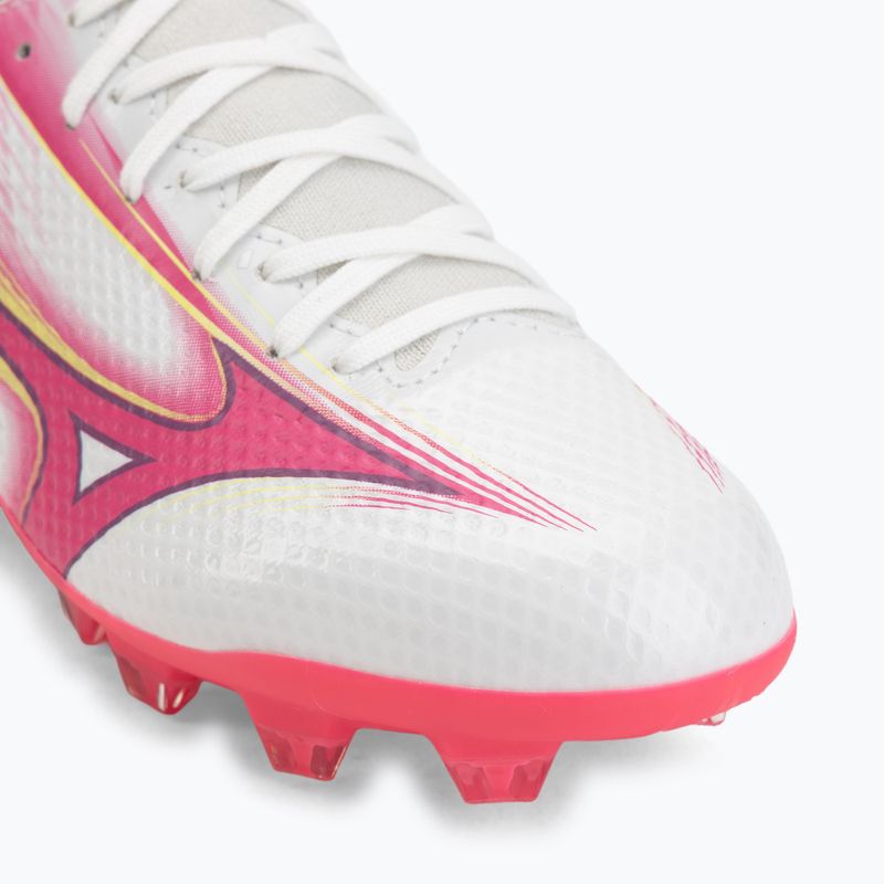 Gyerek focicipő Mizuno Alfa III Select Jr FG white/fuchsia purple 7