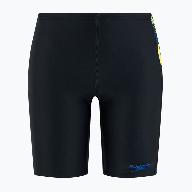 Gyerek úszónadrág Speedo Allover Panel Jammer black / blue flame / bright yellow / green