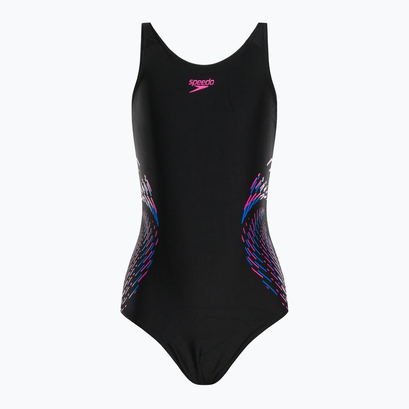 Speedo Plastisol Placement Muscleback gyermek egyrészes fürdőruha fekete 8-0832414379