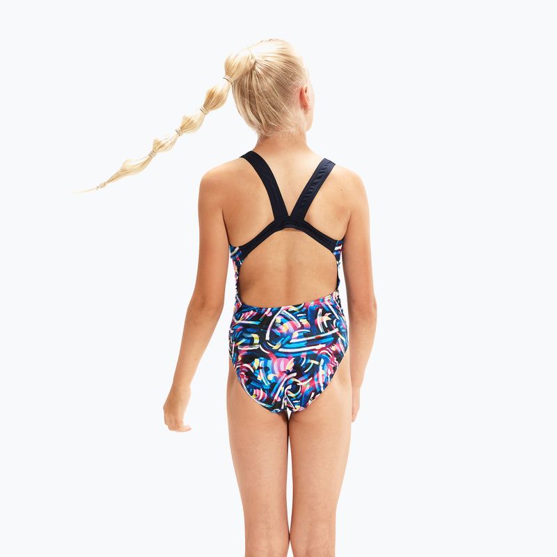 Speedo Digital Allover Leaderback gyermek egyrészes fürdőruha kék/fekete 8-1237714743 4