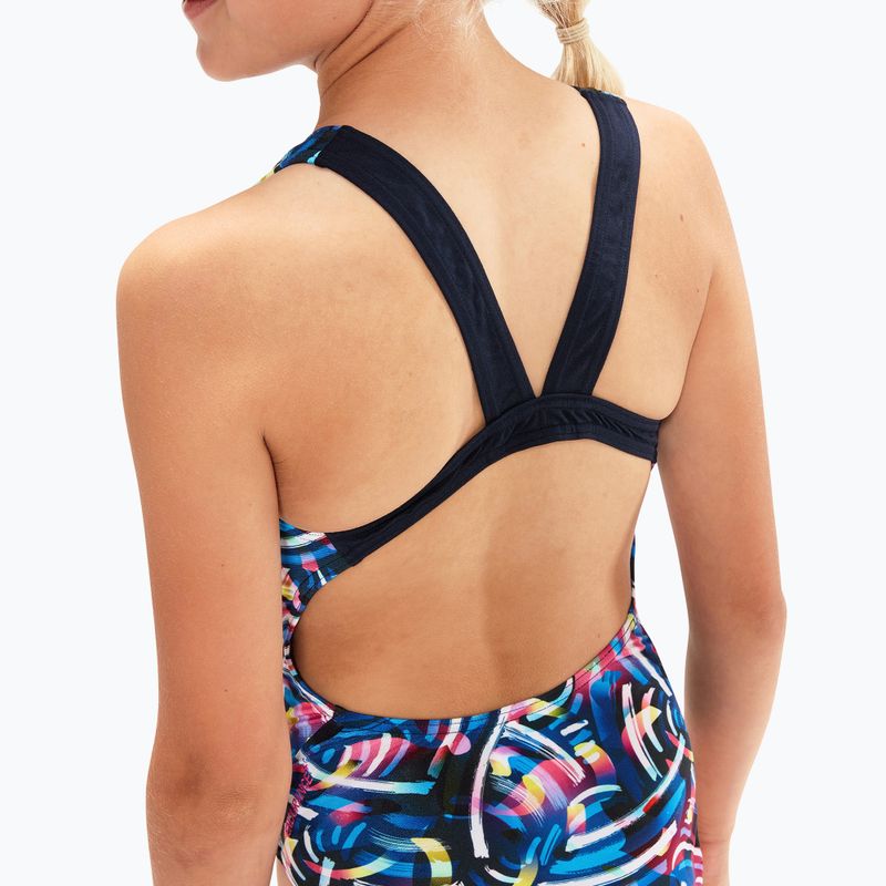Speedo Digital Allover Leaderback gyermek egyrészes fürdőruha kék/fekete 8-1237714743 6