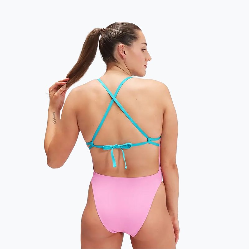 Speedo női fürdőruha Solid Tie Back rózsaszín/kék 7