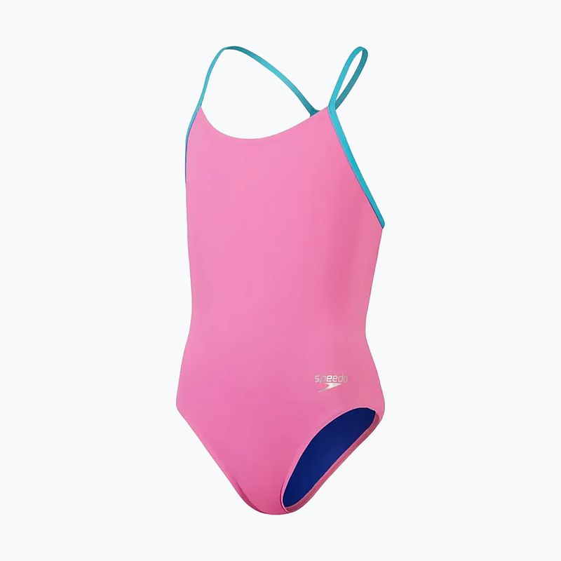 Speedo gyermek fürdőruha Solid Lane Line Back rózsaszín/kék