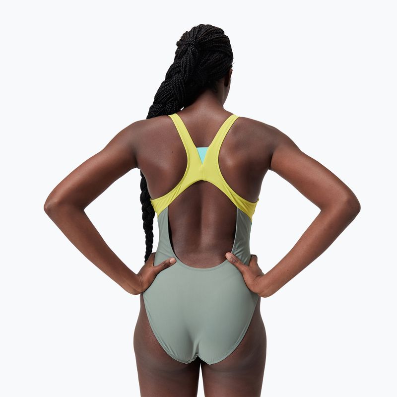 Speedo Zip Colorblock puha olajzöld női egyrészes fürdőruha 2