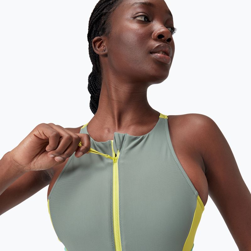 Speedo Zip Colorblock puha olajzöld női egyrészes fürdőruha 3