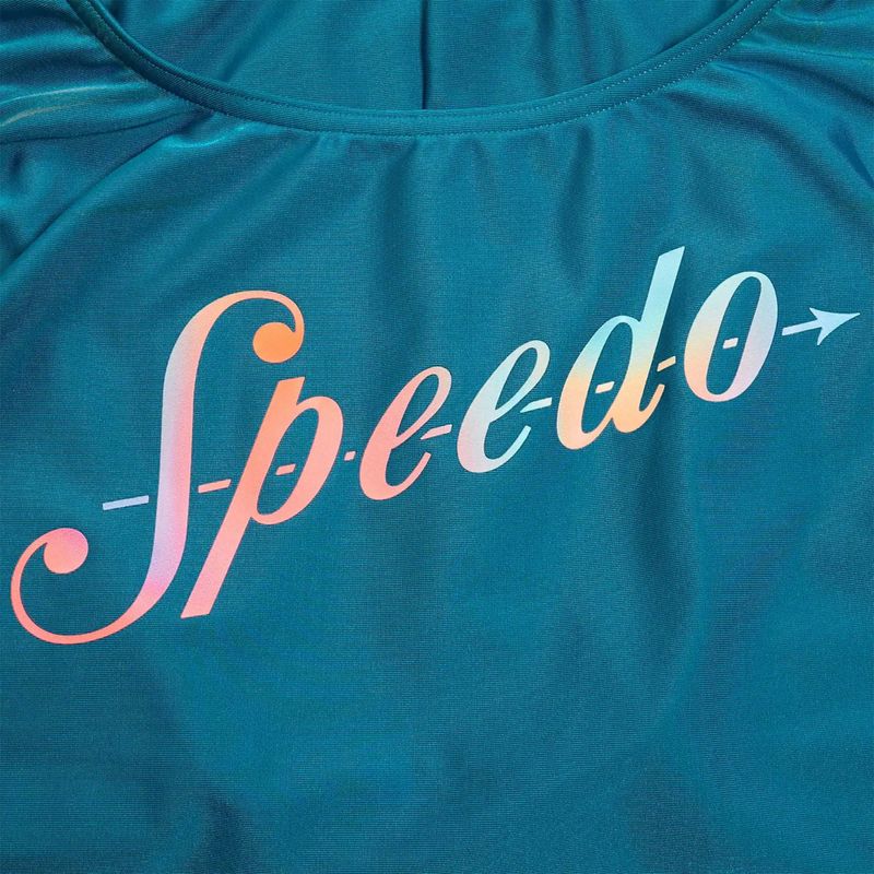 Speedo női egyrészes fürdőruha Logo Deep U-Back páva/tök fűszeres/tenger kék 4