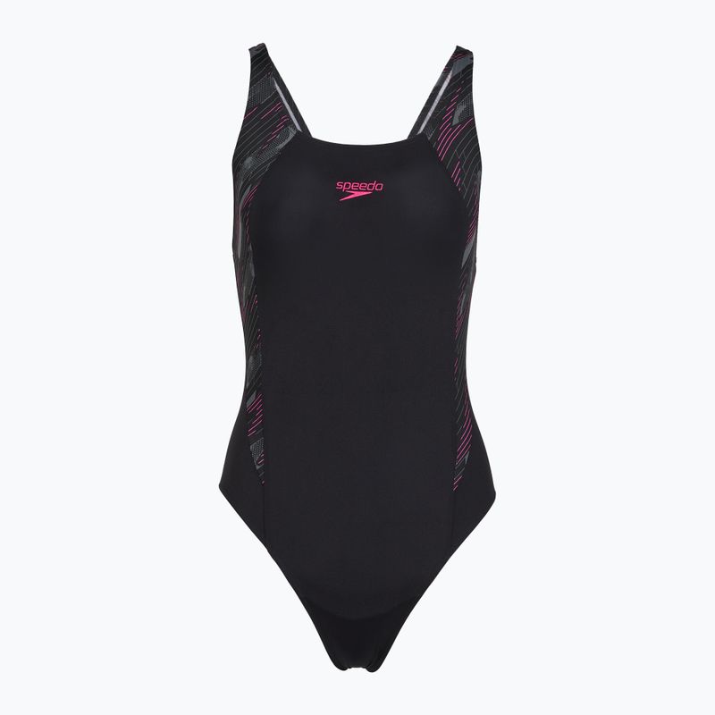 Női egyrészes fürdőruha Speedo HyperBoom Splice Muscleback black/electric pink