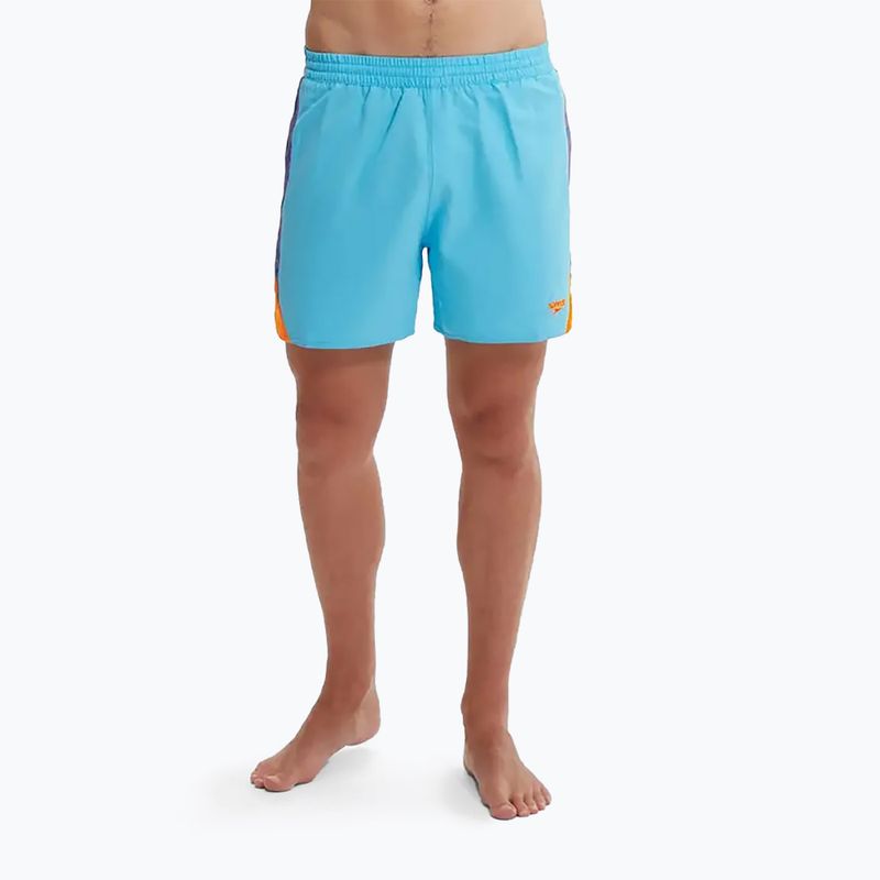 Speedo Hyperboom Splice 16" férfi úszónadrág picton kék/true cobalt/mandarin peel
