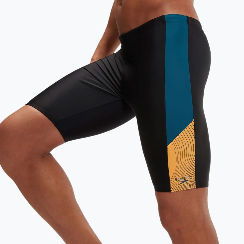 Férfi Speedo Dive fekete/sötét teal/mandarin hámló fürdőnadrág 6
