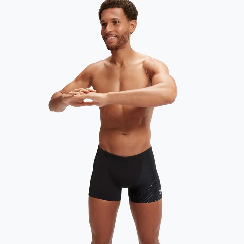 Férfi Speedo Hyperboom V-Cut fekete/usa charcoal/fehér úszó boxeralsó 5