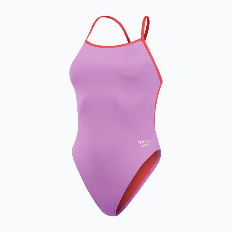 Speedo Solid Tie Back női egyrészes fürdőruha édes lila/ görögdinnye 2