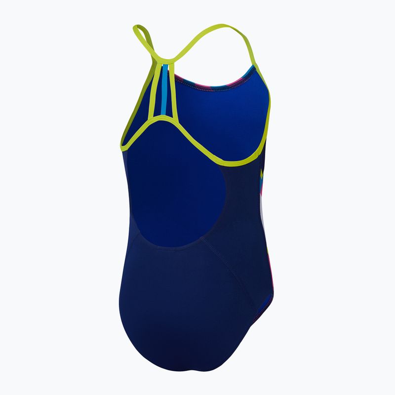 Speedo Placement Lane Line Line Back cerulean kék/lila rózsaszín/bitter lime/bolt egyrészes gyermek fürdőruha 3