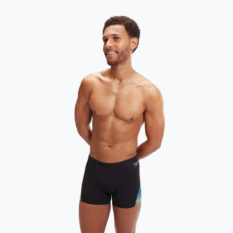 Férfi Speedo Allover Digital V-Cut Aquashort úszó boxeralsó fekete/igazi kobalt 5