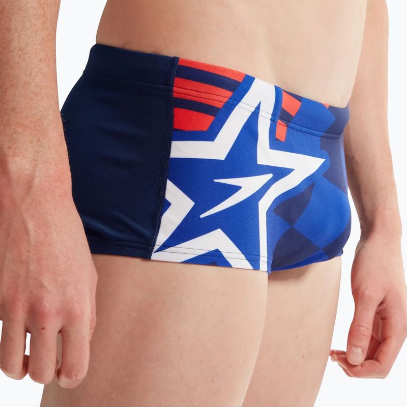 Férfi Speedo Placement Digital Brief cerulean kék/igazi kobalt/ görögdinnye/fehér úszónadrág 8