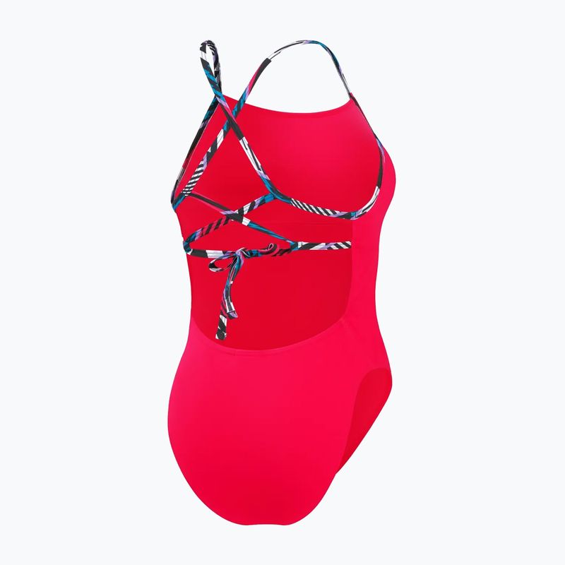 Speedo Solid Lattice Tie-Back egyrészes női fürdőruha piros/kék 3