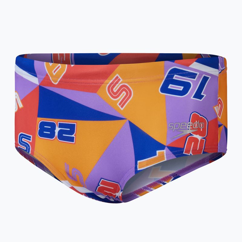 Speedo 13 Allover Club Training Digital Brief gyermek úszónadrág true kobalt/édes lila/mandarin héj