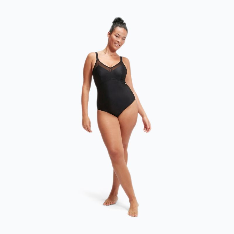 Speedo Shaping Mesh Detail egyrészes fürdőruha Fekete 2