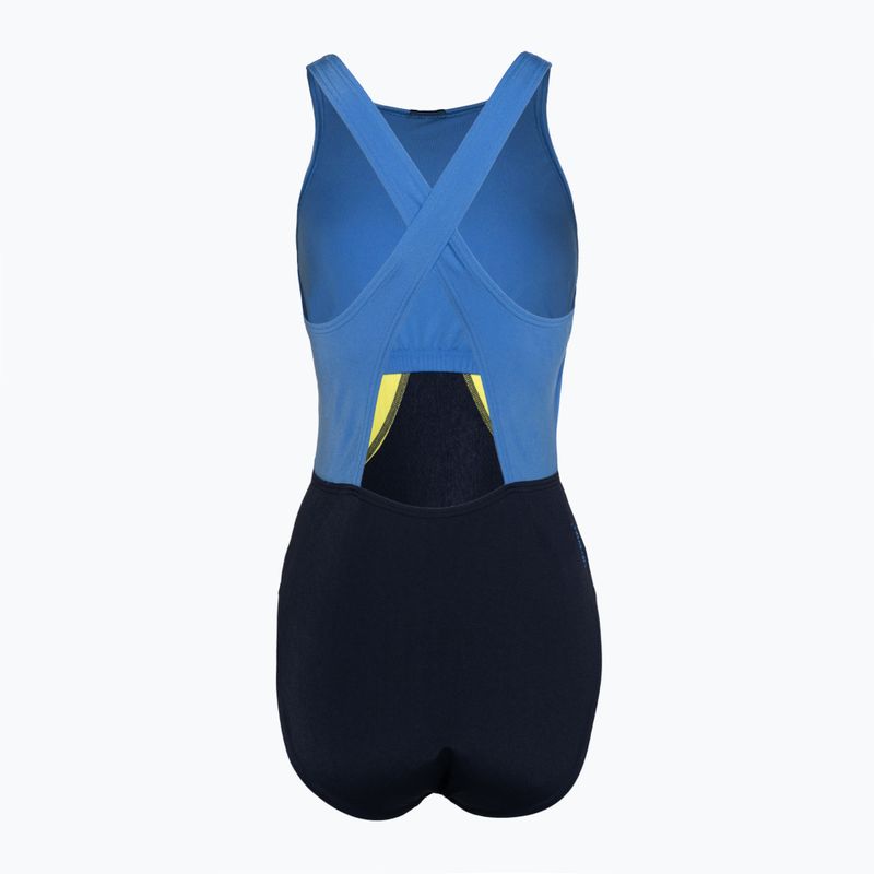 Speedo Colourblock Highneck Crossback true navy/sevres blue/lemon drizzle fürdőruha 2