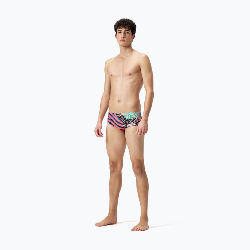 Férfi úszónadrág Speedo 13.5 cm Allover Training Club Brief black/matcha green/siren red 2