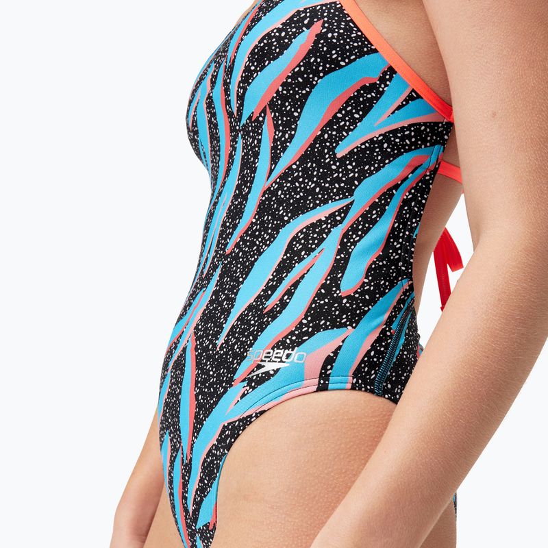 Egyrészes fürdőruha Speedo Allover Digital Lattice Tie-Back black/picton blue/siren red 6
