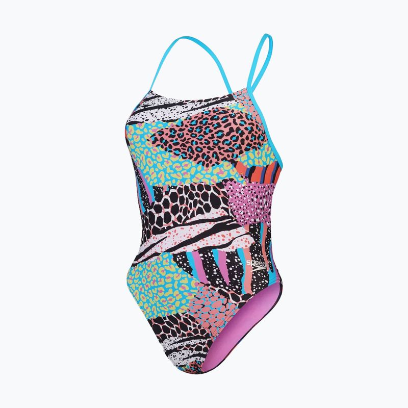 Egyrészes fürdőruha Speedo Allover Digital Tie Back black/matcha green/siren red