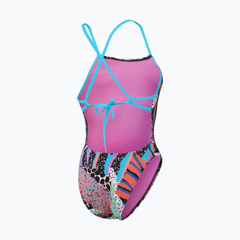 Egyrészes fürdőruha Speedo Allover Digital Tie Back black/matcha green/siren red 2