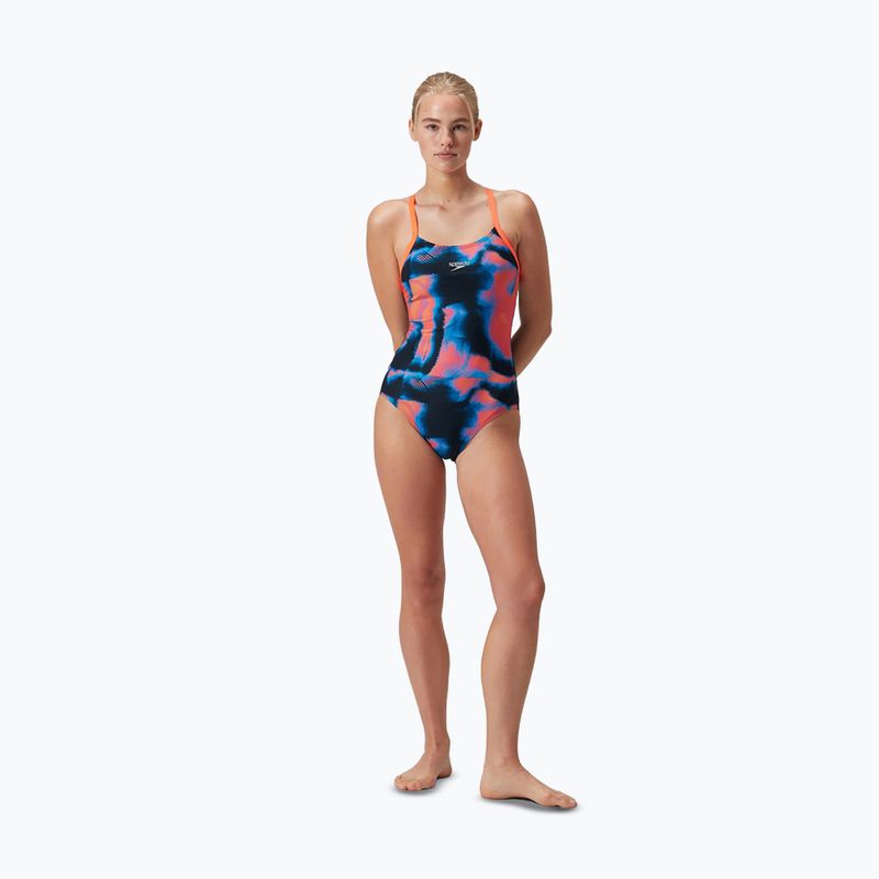 Női egyrészes fürdőruha Speedo Allover Fixed Crossback true navy/siren red/punch blue 6