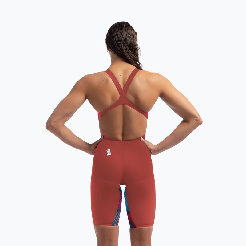 Női egyrészes versenyúszóruha Speedo Fastskin LZR Pure Valor 2.0 Openback Kneeskin flame red/picton blue 7