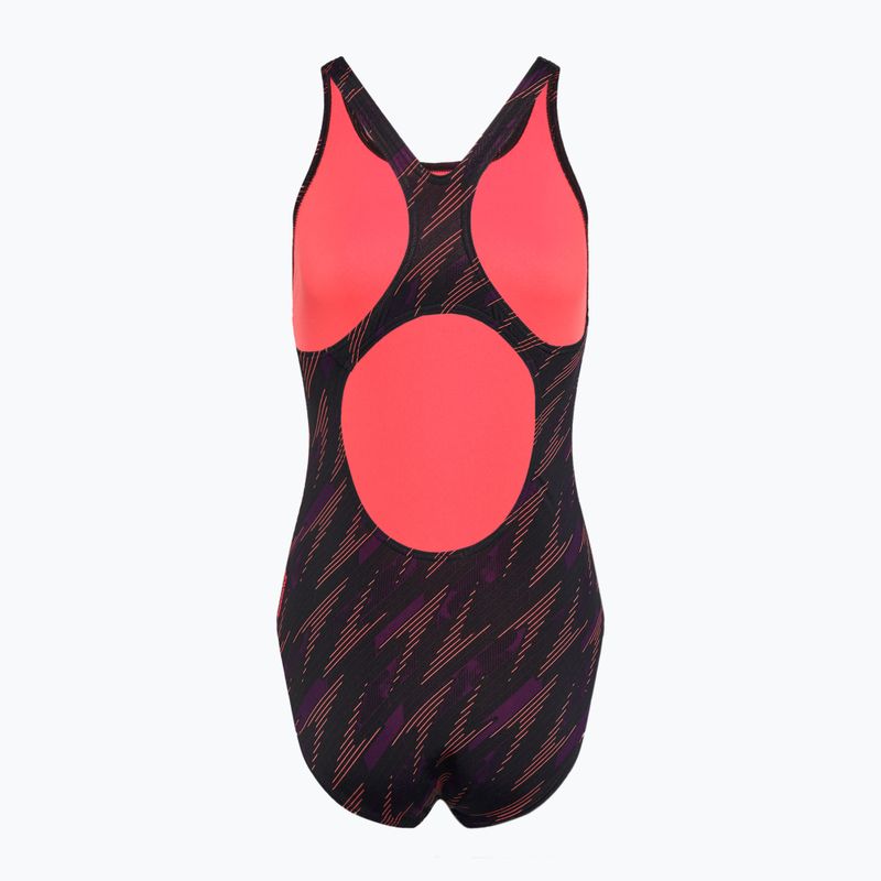 Speedo HyperBoom Allover Medalist fekete/plum dandy/siren piros egyrészes fürdőruha 2