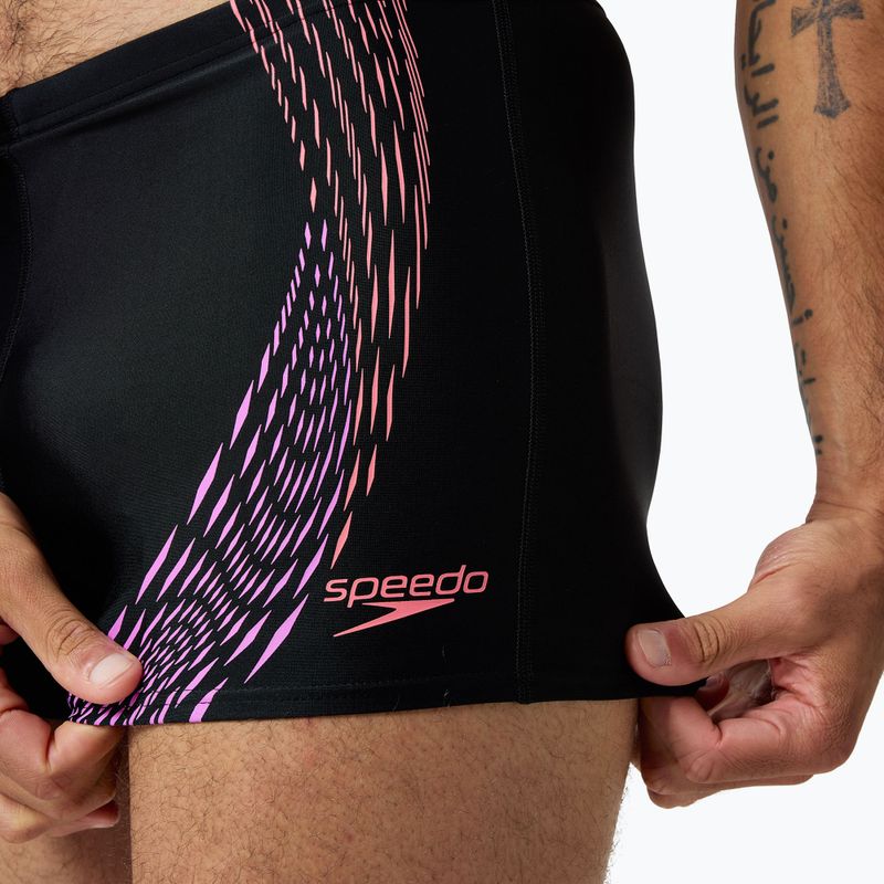 Férfi Speedo Duo Logo Print Aquashort fürdőnadrág fekete/korallhomok/neonlila 5