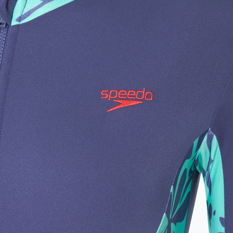 Speedo női egyrészes fürdőruha hosszú ujjú panel hapuna kék 3