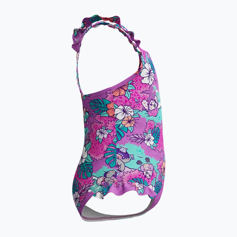 Speedo Learn To Swim Printed Frill Thinstrap egyrészes gyerek fürdőruha neonlila 4