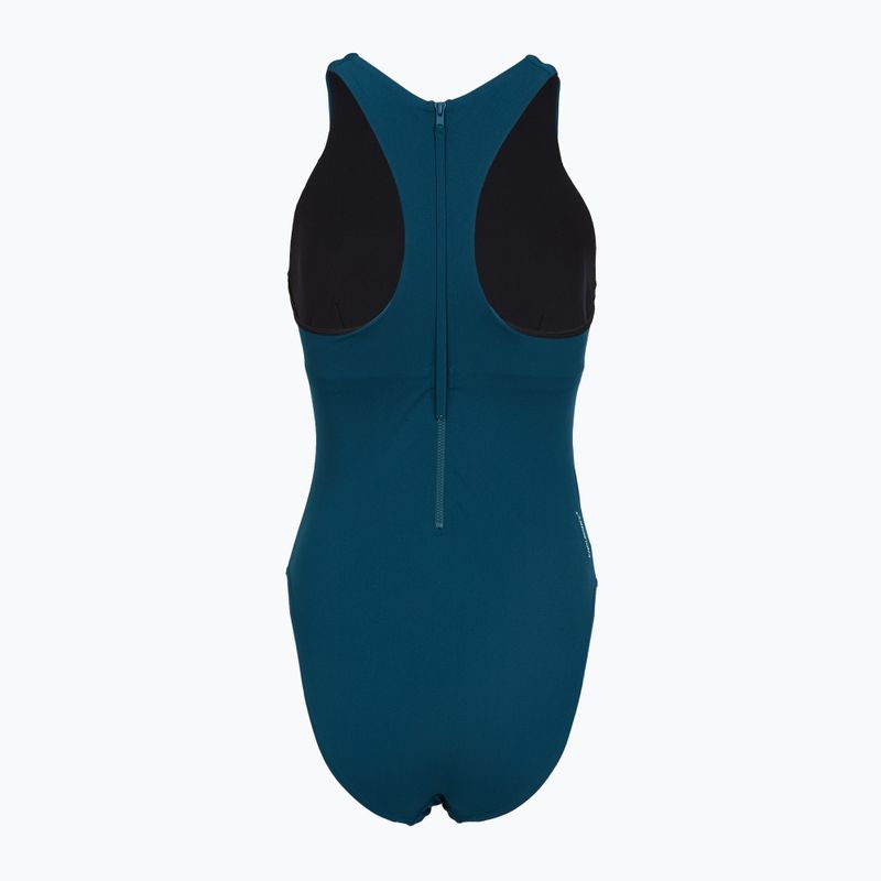 Női egyrészes fürdőruha Speedo Racer Zip with Built in Swim Bra dark teal 2