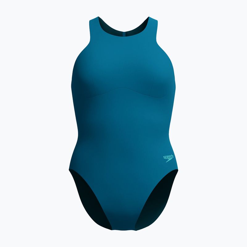 Női egyrészes fürdőruha Speedo Racer Zip with Built in Swim Bra dark teal 7