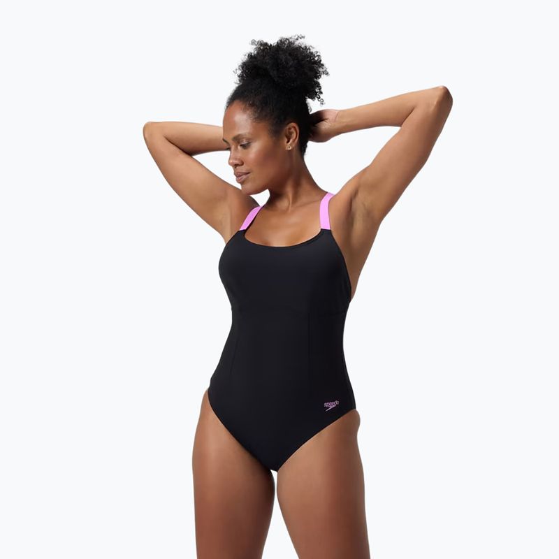Női egyrészes fürdőruha Speedo Shaping Crossback neon violet 4
