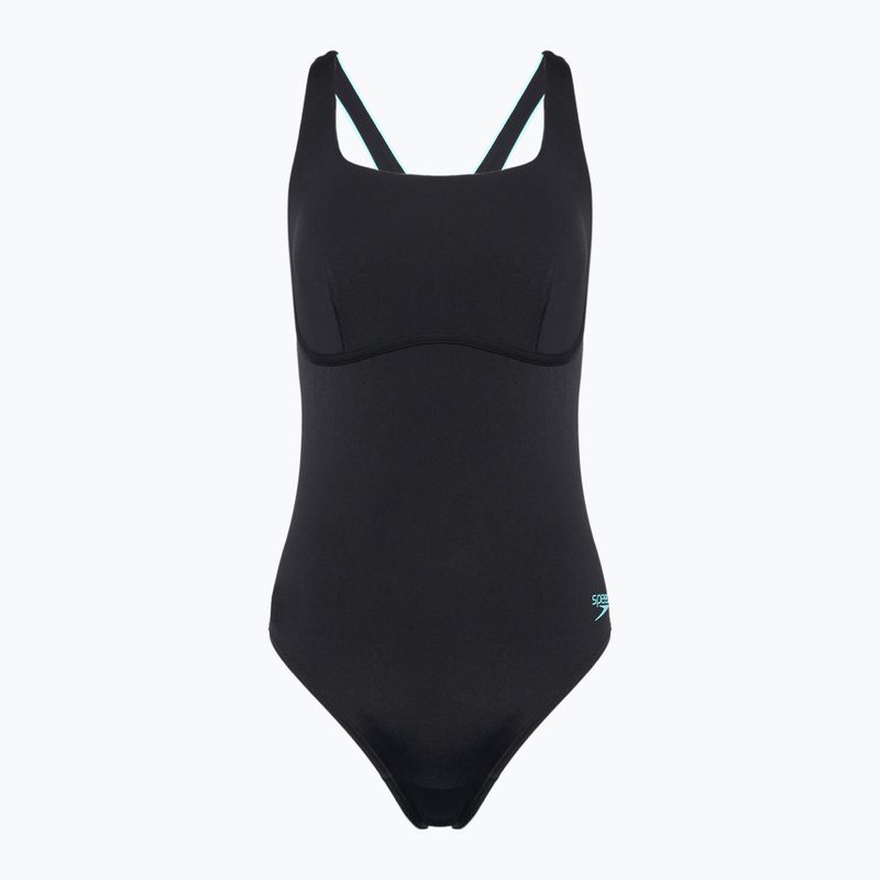Női egyrészes fürdőruha Speedo Flex Band úszómelltartóval antracit színben