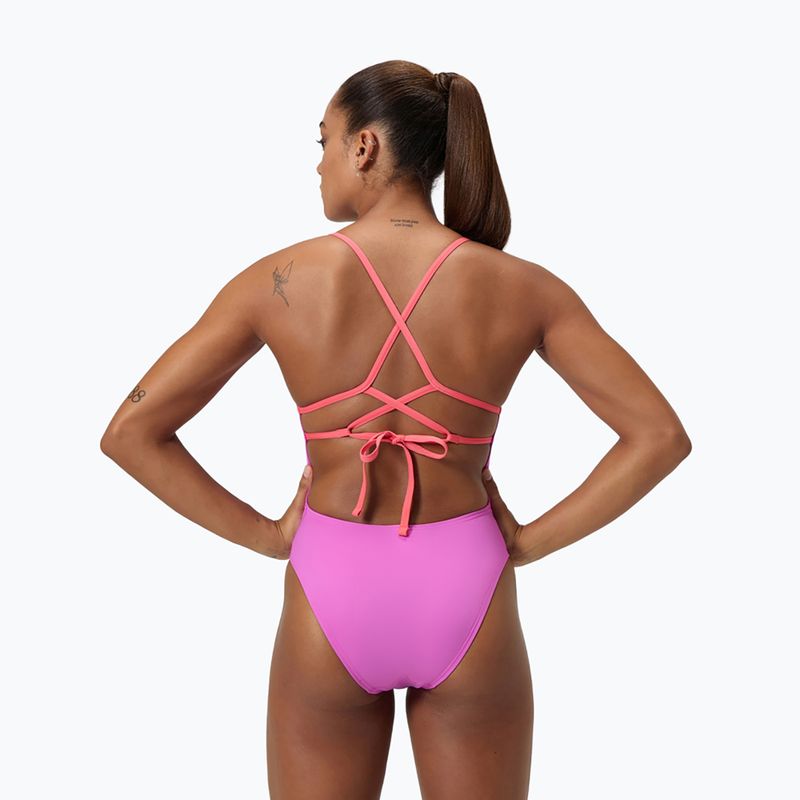 Női egyrészes fürdőruha Speedo Solid Lattice Tie-Back neon violet 7