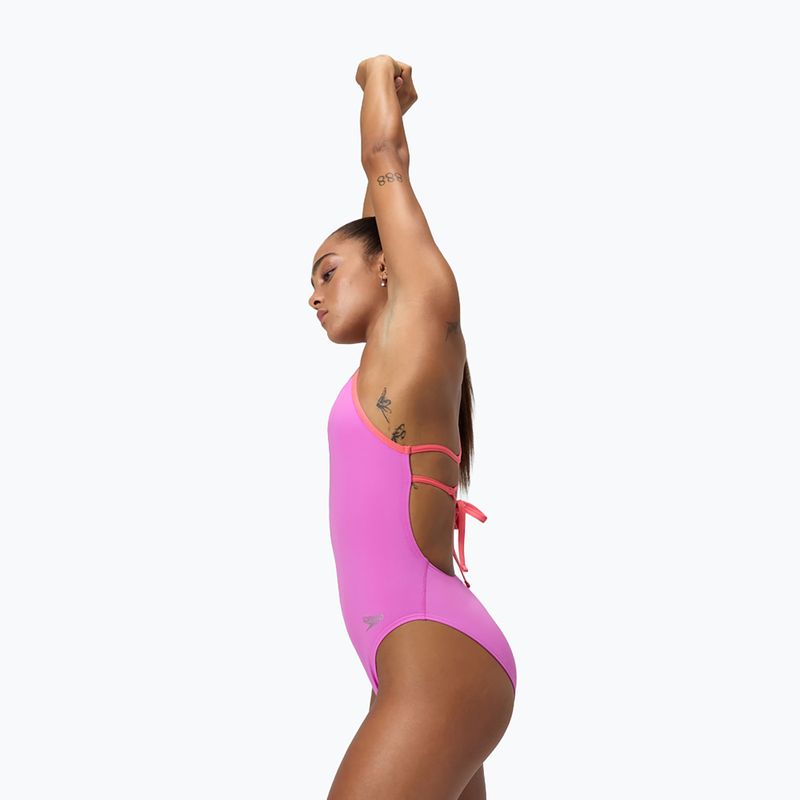 Női egyrészes fürdőruha Speedo Solid Lattice Tie-Back neon violet 8