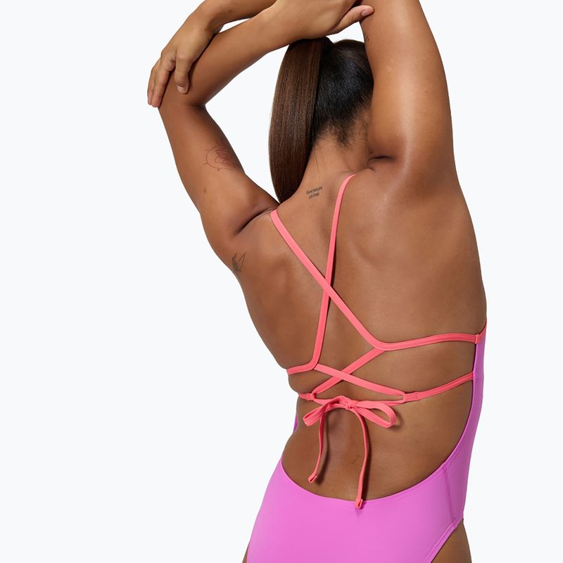 Női egyrészes fürdőruha Speedo Solid Lattice Tie-Back neon violet 9