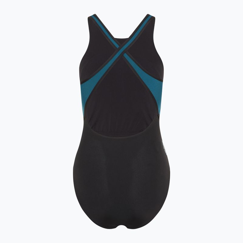 Speedo női egyrészes fürdőruha High Neck Splice Cross Back sötét teal színben 2