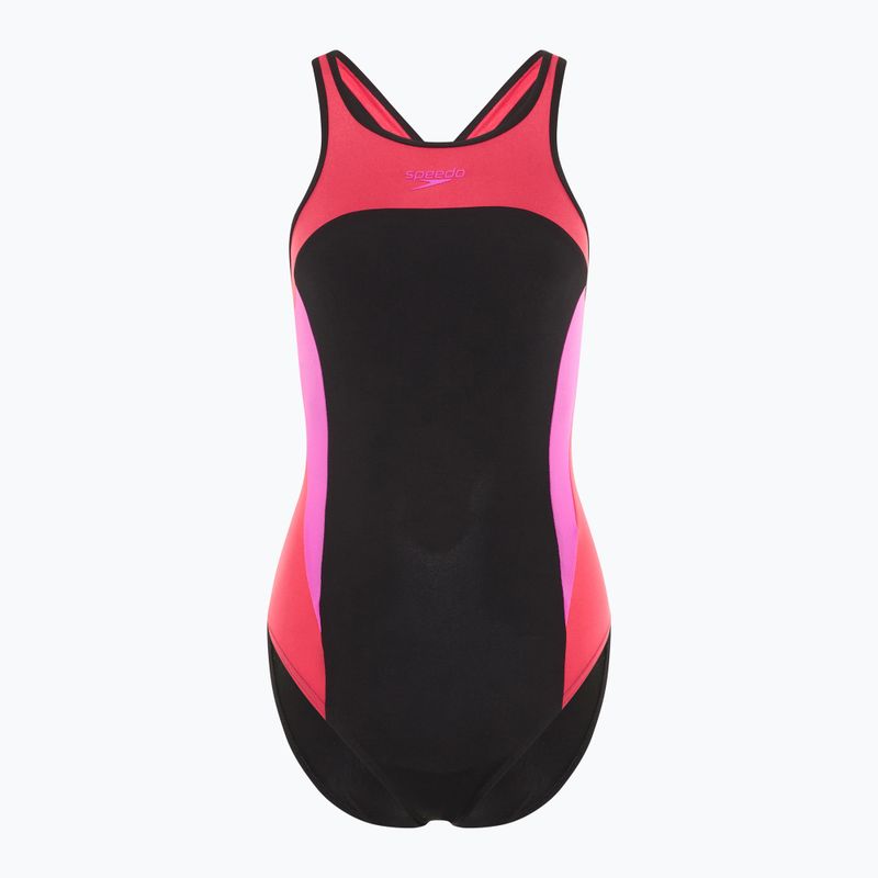 Speedo női egyrészes fürdőruha High Neck Splice Cross Back málna töltelék