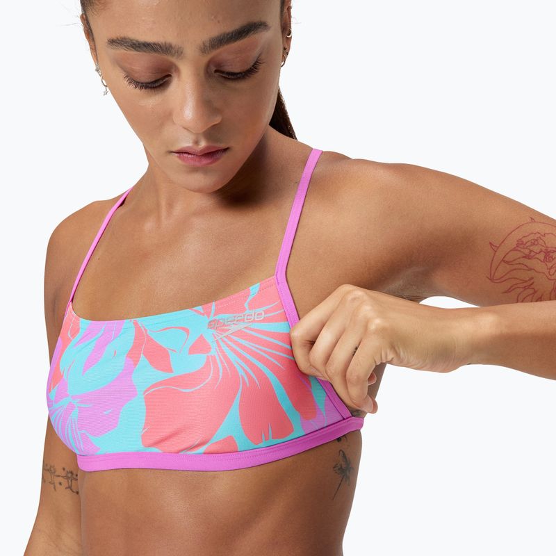 Speedo Allover Digital Crossback fürdőruha Crop Top caluna virágos/arctic glass 6