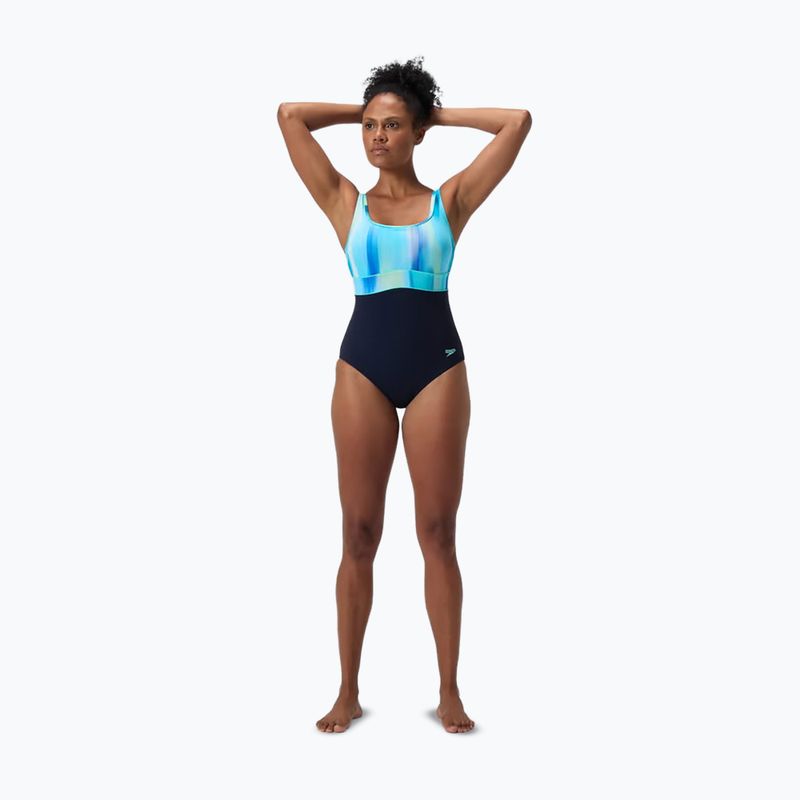 Női egyrészes fürdőruha Speedo Shaping Contour Eclipse Printed true navy/berry 6