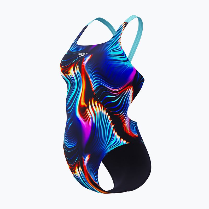 Női egyrészes fürdőruha Speedo Allover Digital Leaderback lava blur/speedo black 3