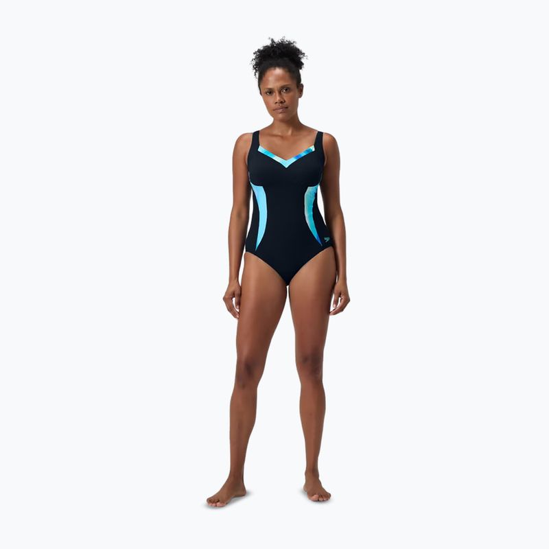 Női egyrészes fürdőruha Speedo Shaping Printed LunaElustre One pieces true navy/berry 2